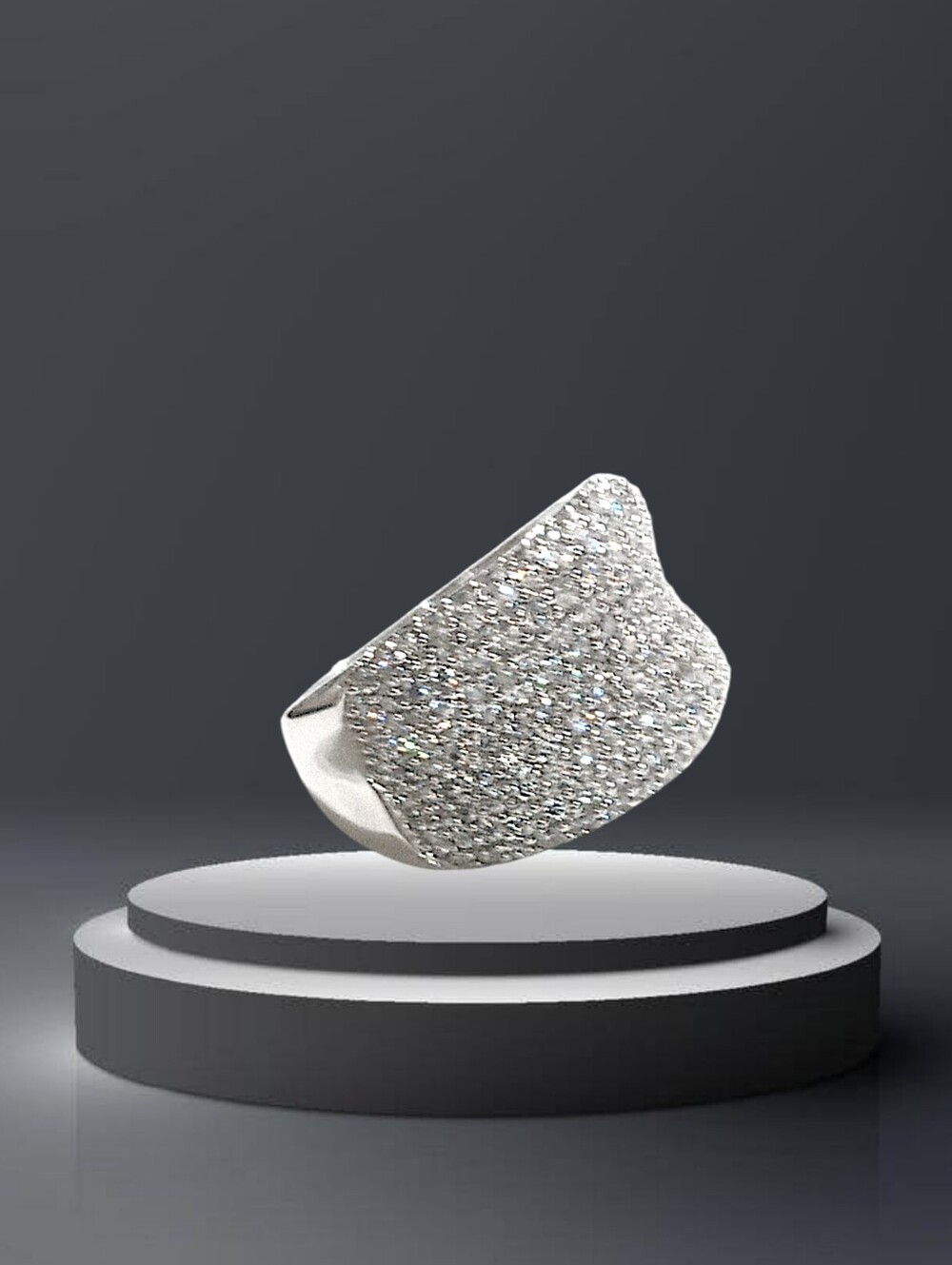 IMENA Sterling Silver Statement 925 CZ Pavé Cocktail Ring Size 10 12.26g NWOT
